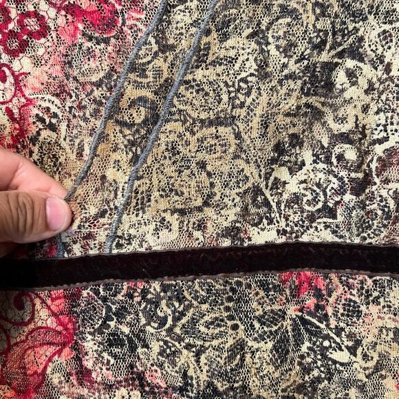 Vintage 90s Brocade Lace Floral Dress Whimsical Dark Fairy Cottagecore Sz Medium - Picture 5 of 11